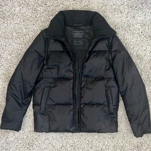 AllSaints Leather Puffer Coat, Size Large